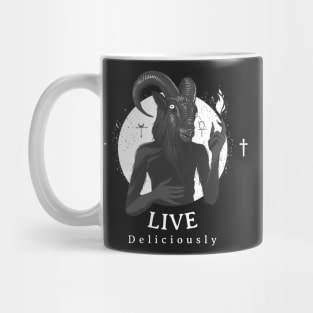 Live deliciously black Phillip Mug